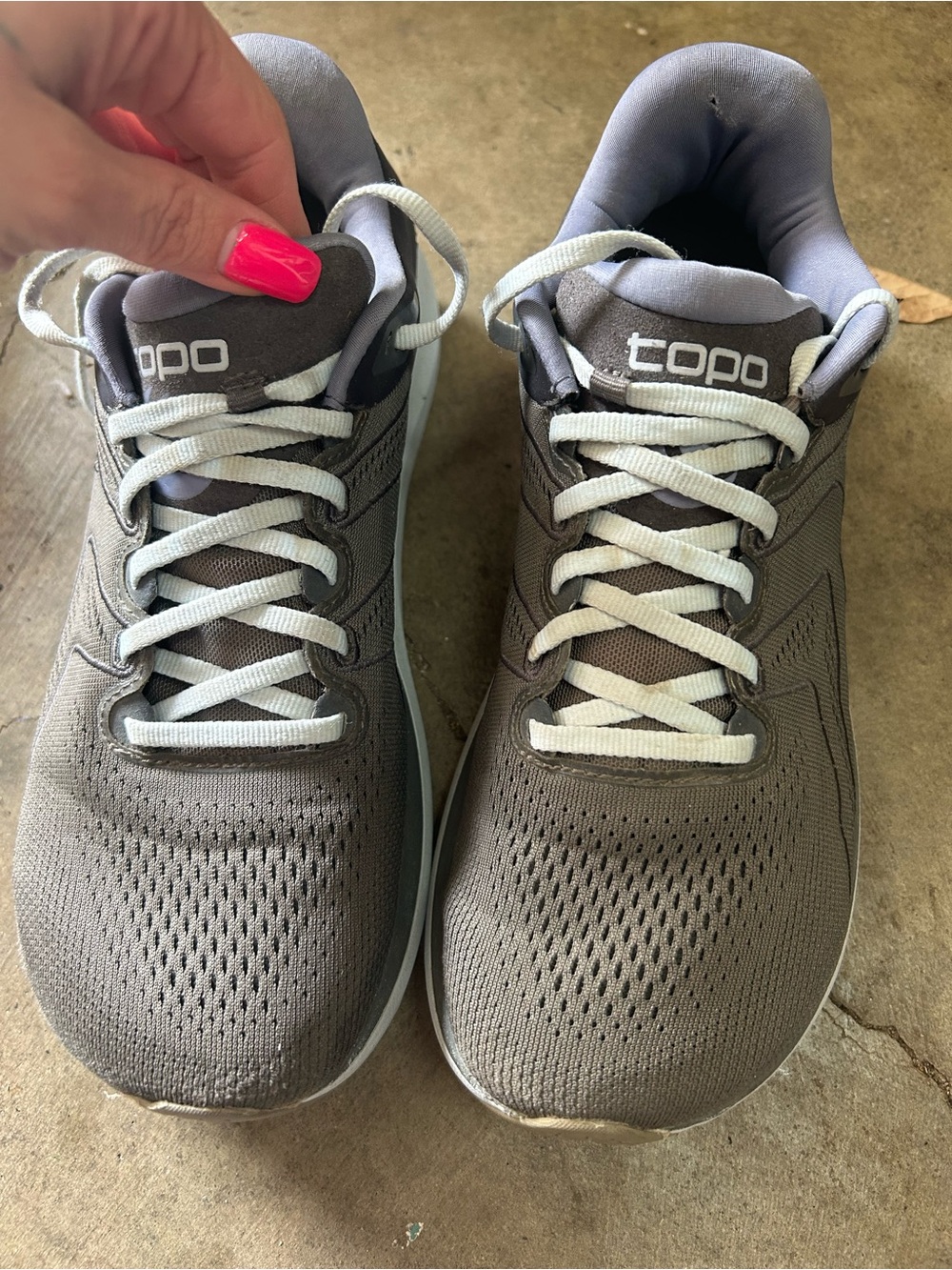 Topo Athletic Women’s Taupe Running Shoes with White Laces